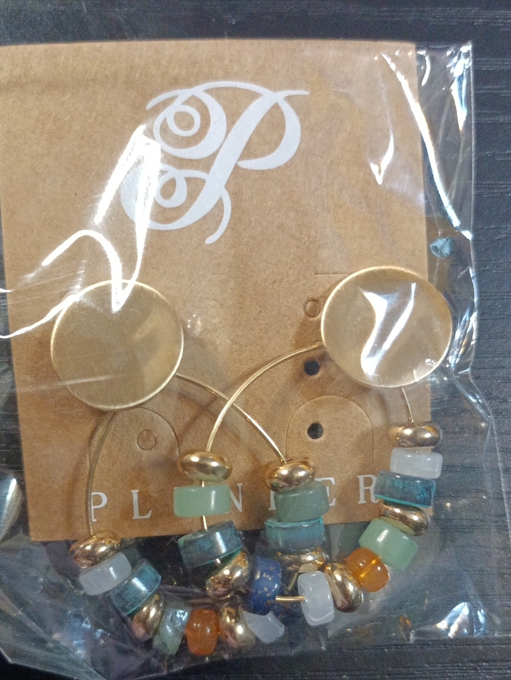 Plunder Gold Hoops with Multicolor Pastel Beads